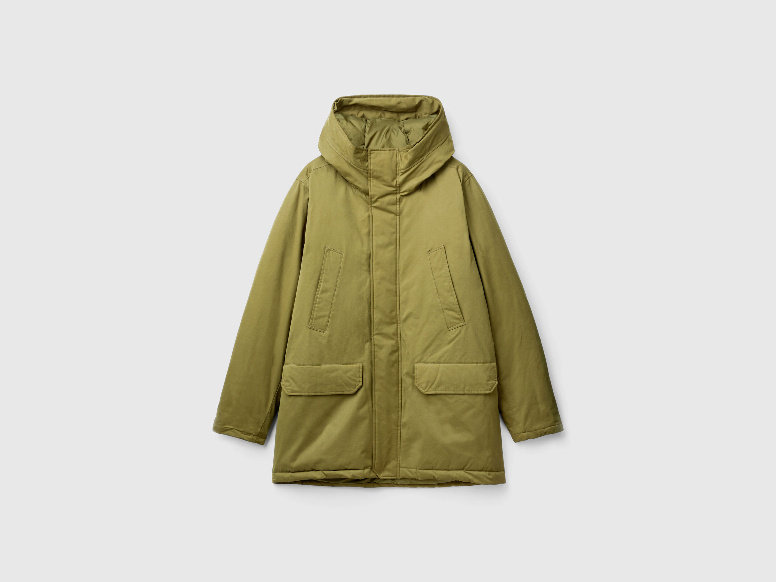 Padded parka in nylon Military Green Benetton