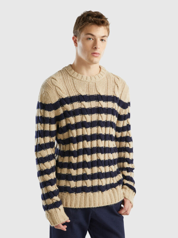 Striped sweater in alpaca and wool blend