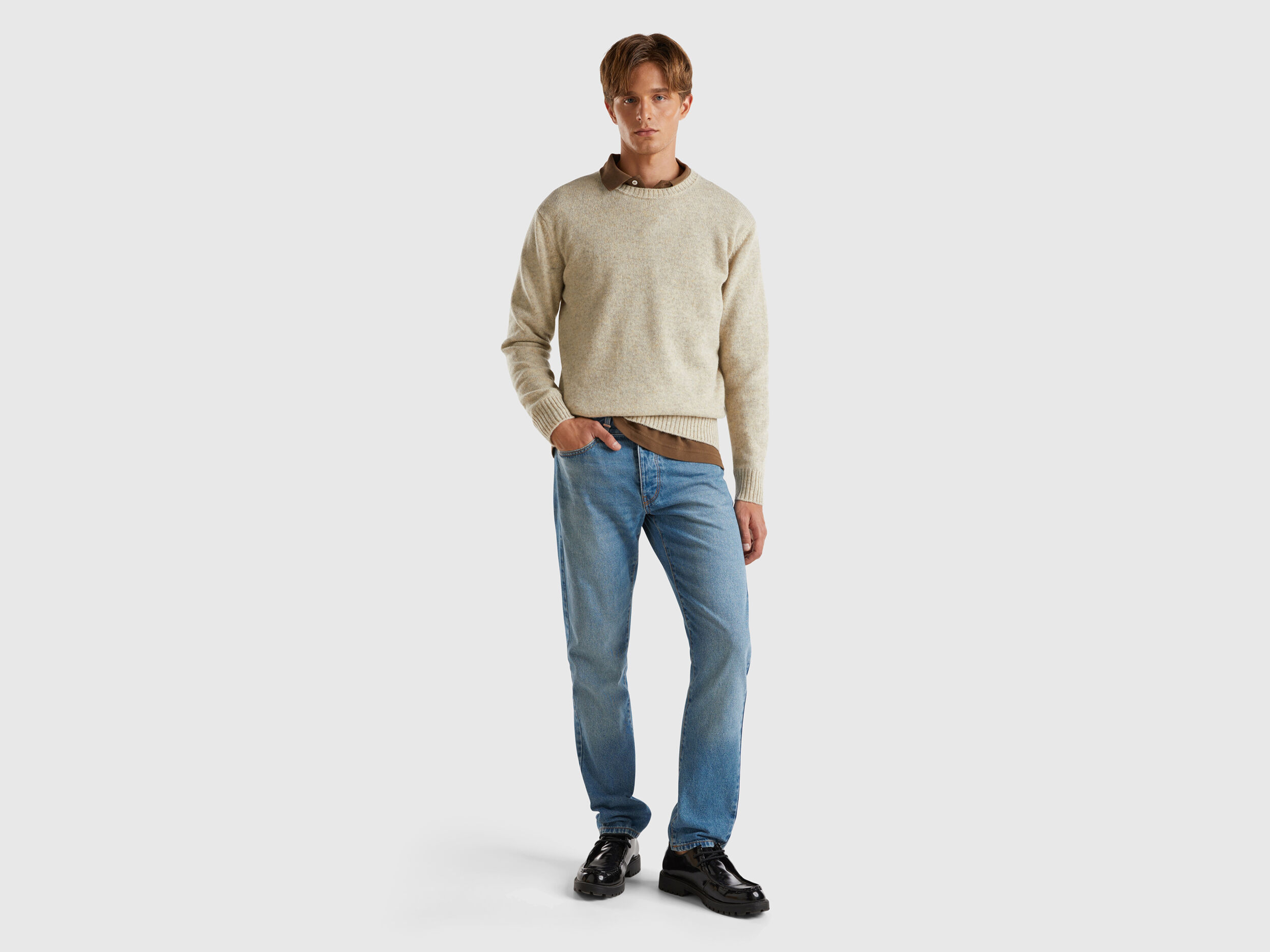 割引購入 Sweater in Shetland wool - Beige | Benetton トップス