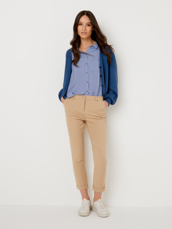 Stretch trousers with cuffs Women