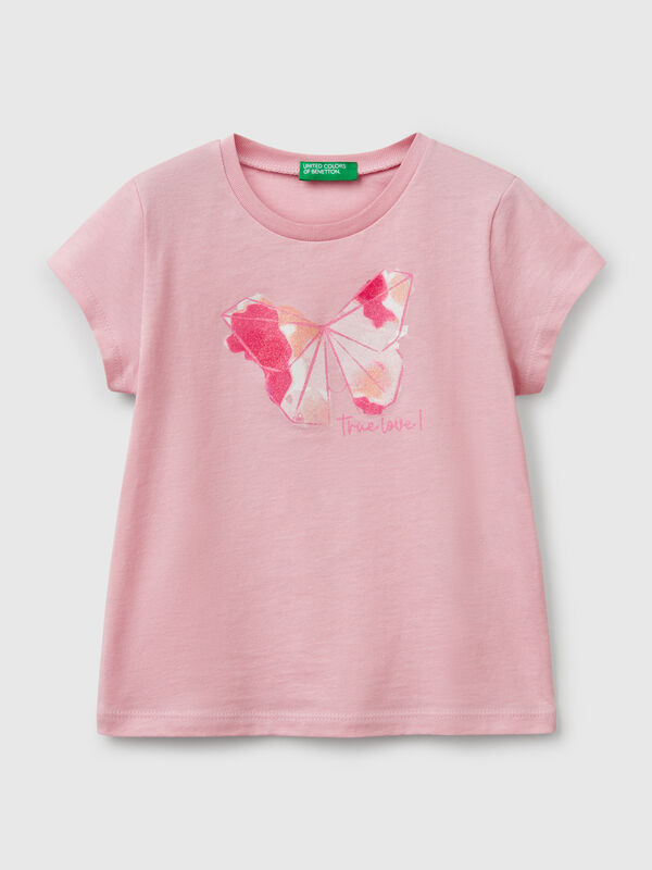 Camiseta de algodón con purpurina Niña