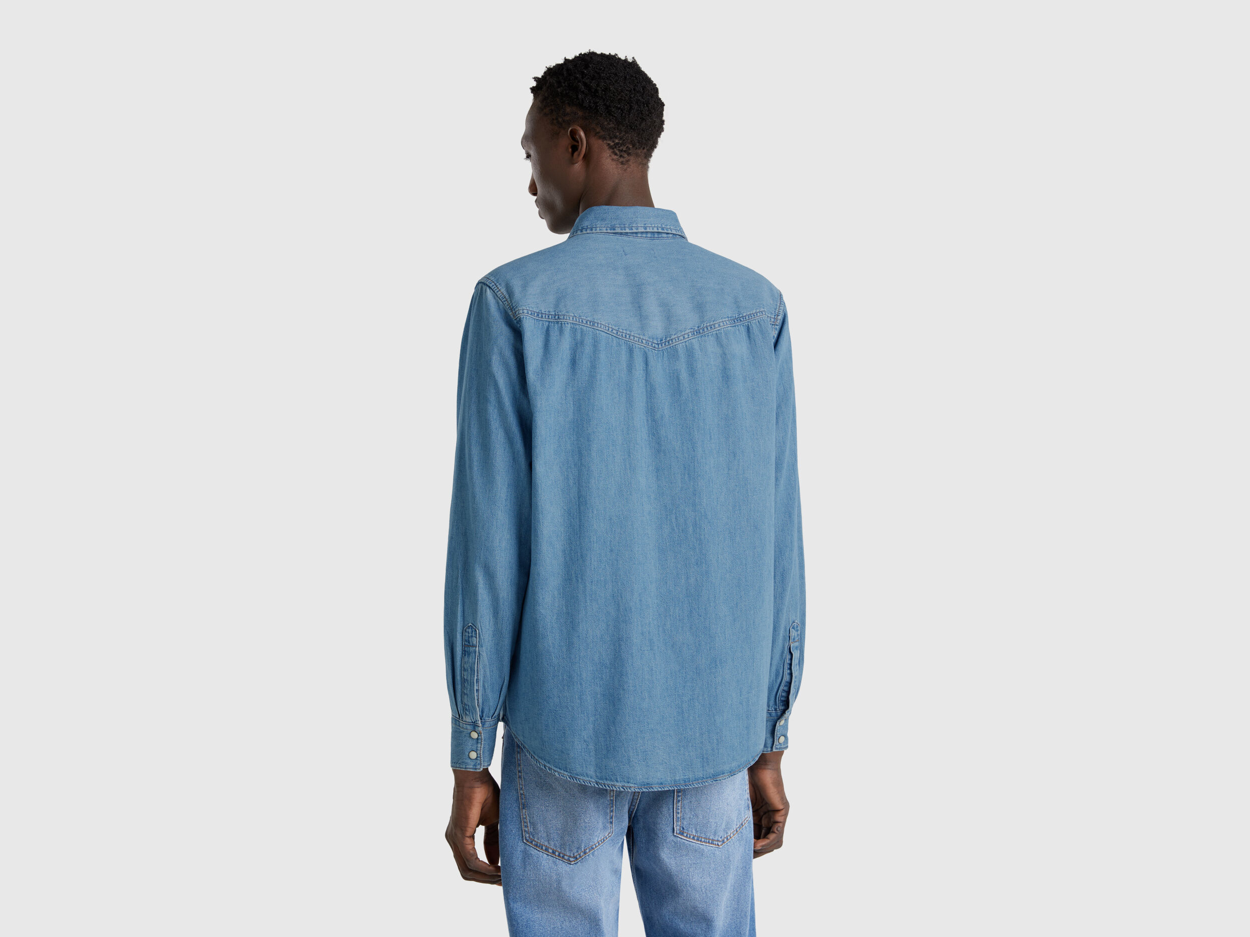 Western denim shirt - Light Blue | Benetton