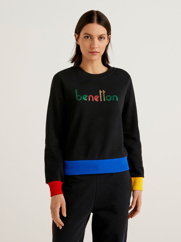 100% cotton sweatshirt with logo print Women