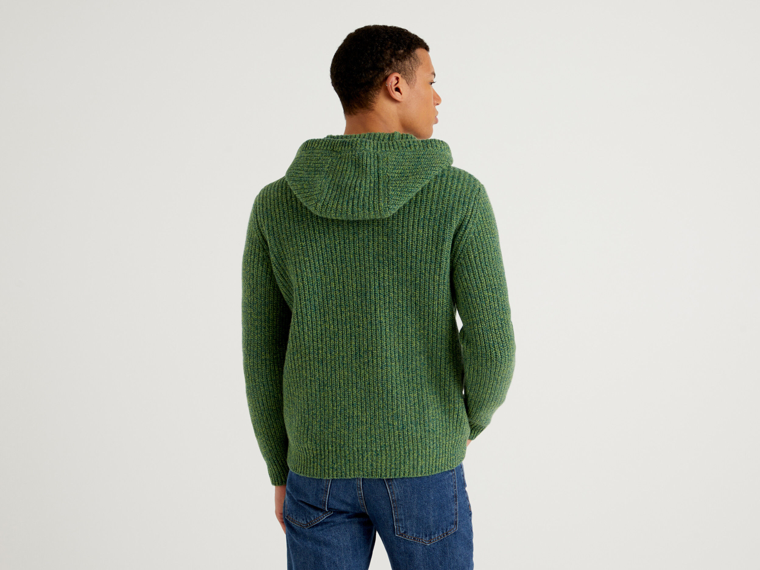 Wool sweater with hood sales