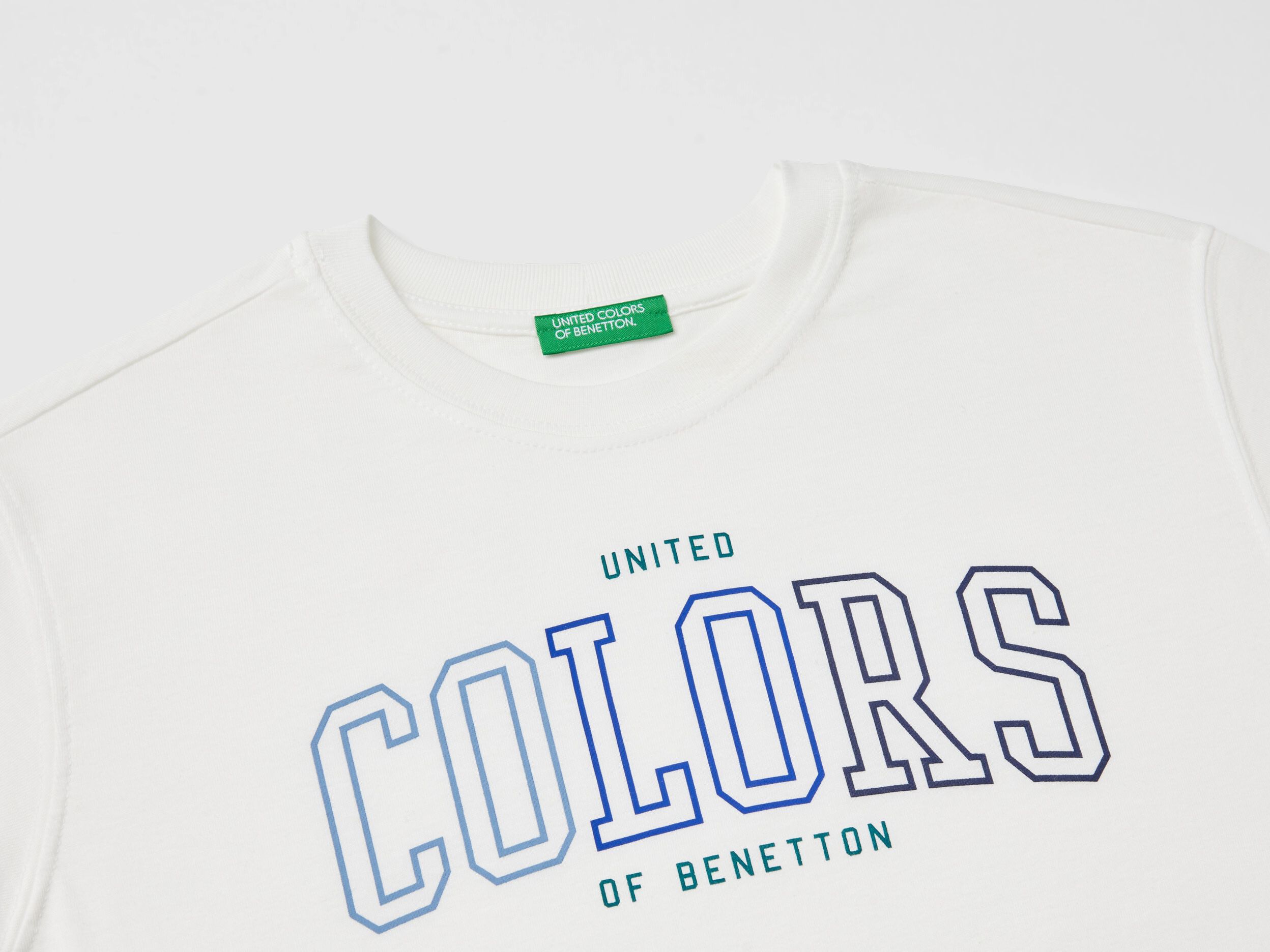 Short sleeve t shirt in 100 organic cotton Creamy White Benetton