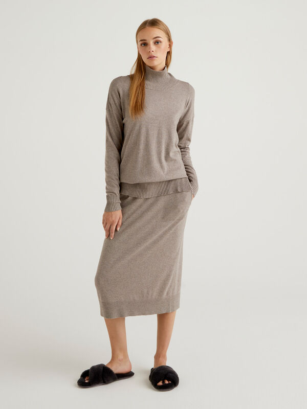 Skirt in silk and cashmere blend Women