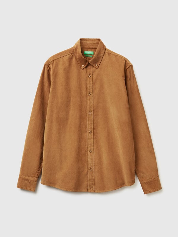 Camisa de terciopelo con botones Hombre