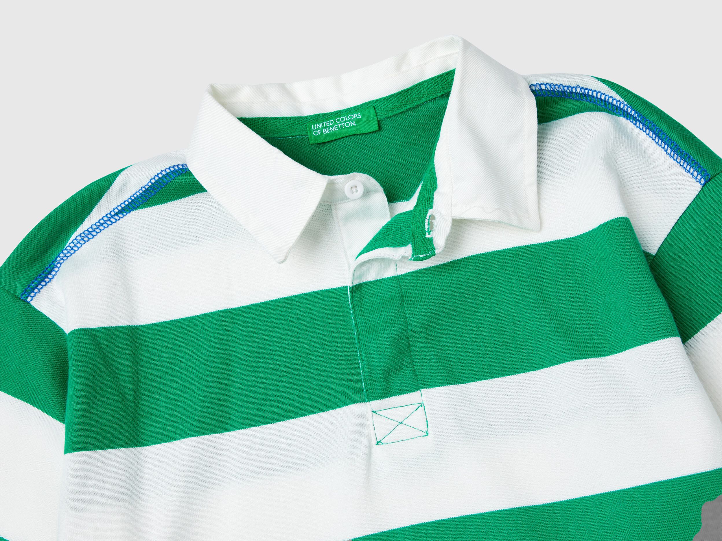Benetton green and white rugby shirt top