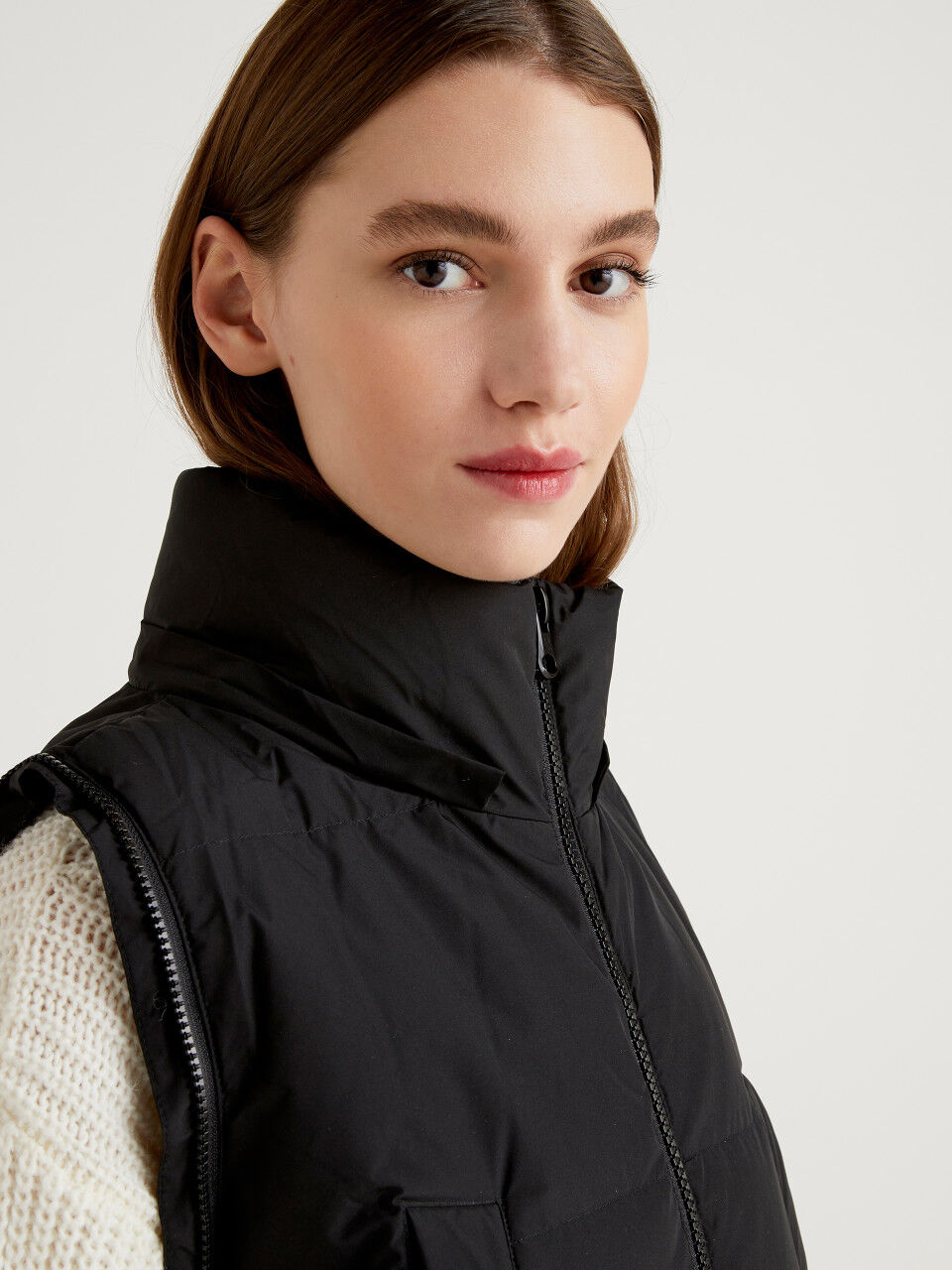 Chaqueta top plumas benetton