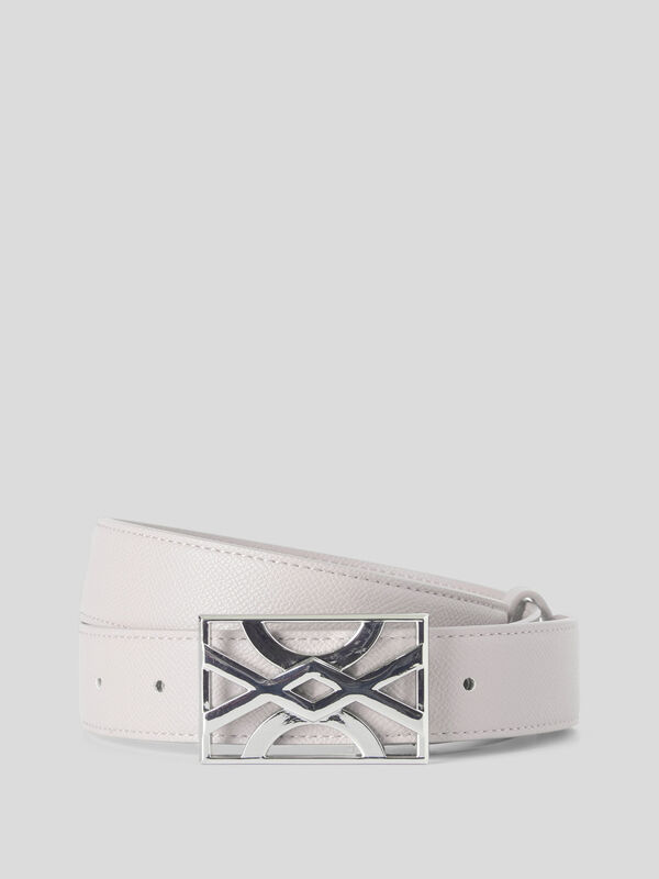 Cinturón gris claro con hebilla con logotipo Mujer