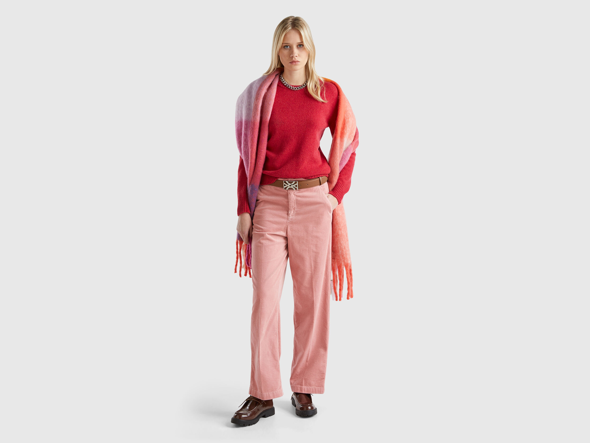 人気特価 Sweater Benetton | Red - wool Shetland pure in パンツ、スラックス