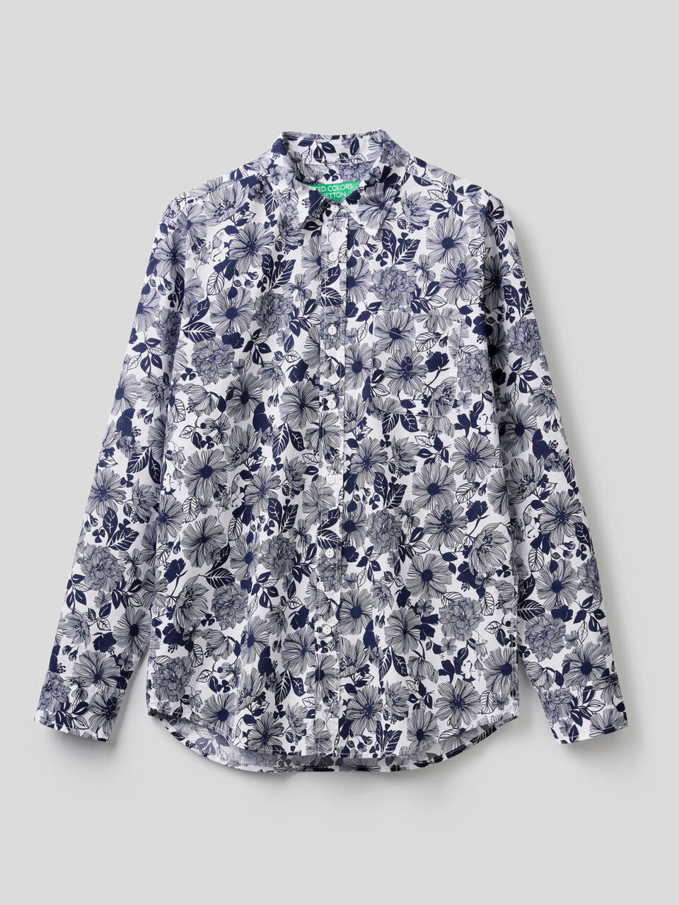 100% cotton shirt with botanical print image number 1