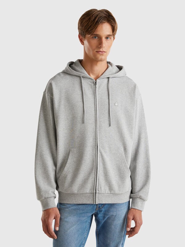 Sudadera de algodón con cremallera y capucha Hombre