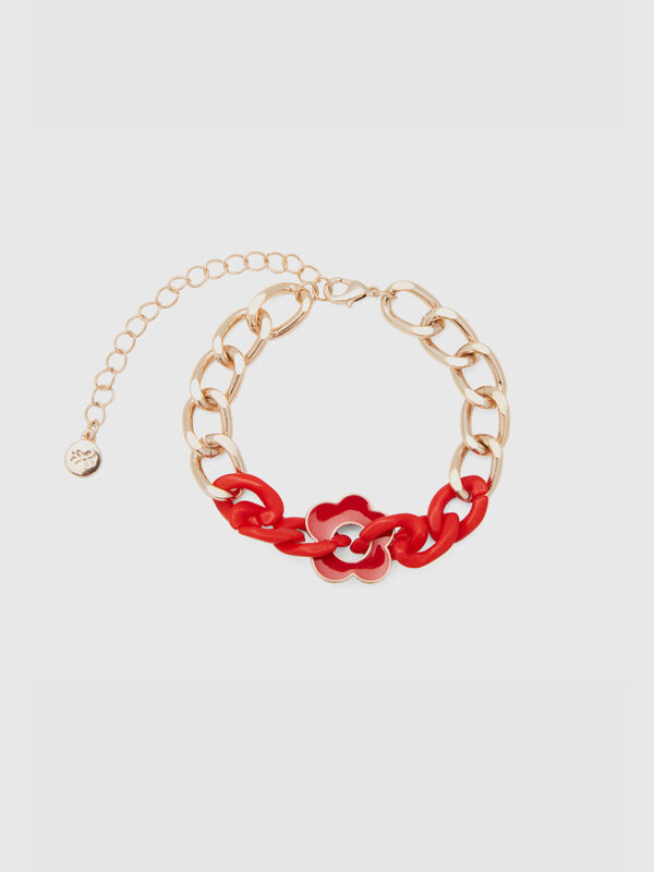 Gold bracelet with red floral Women