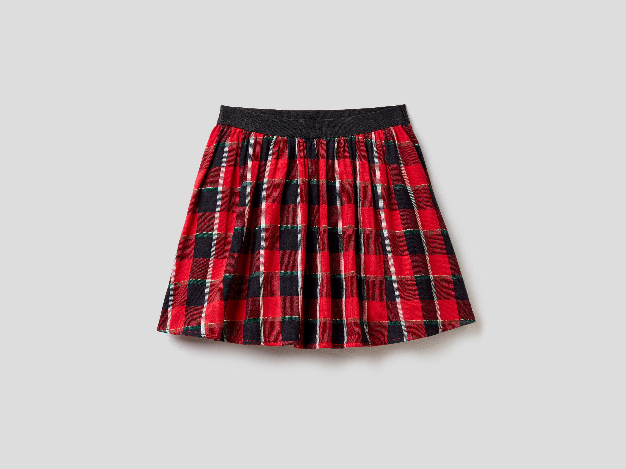 Pleated red 2025 flannel skirt