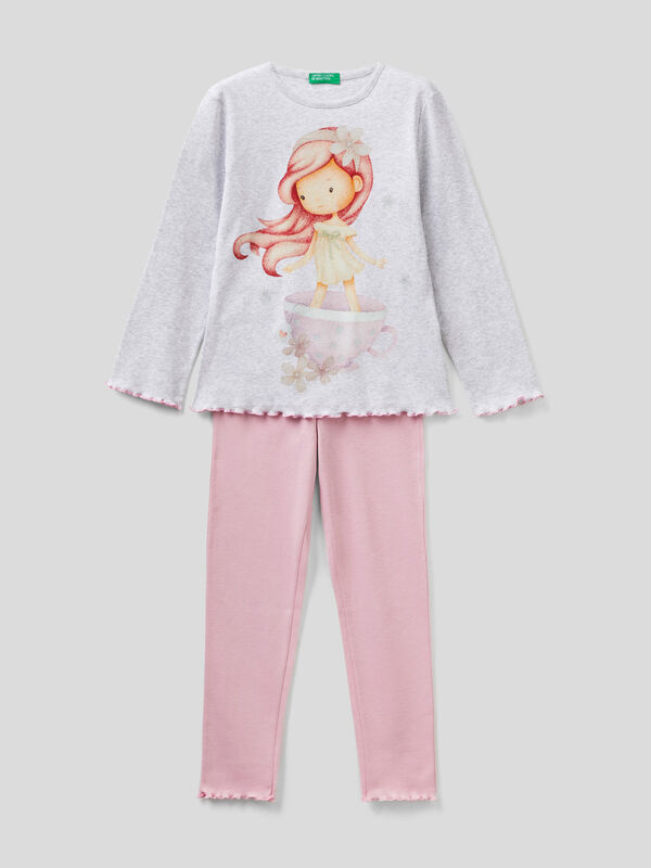 Pijama largo de algodón de fibra larga Niña