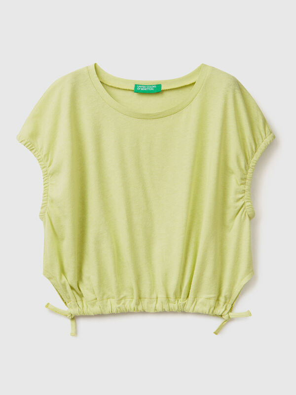Top with laces in linen blend Junior Girl