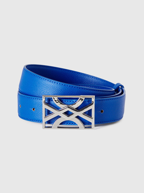 Cornflower blue belt with logoed buckle Women