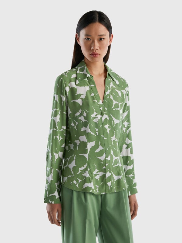 Floral shirt in pure viscose Women