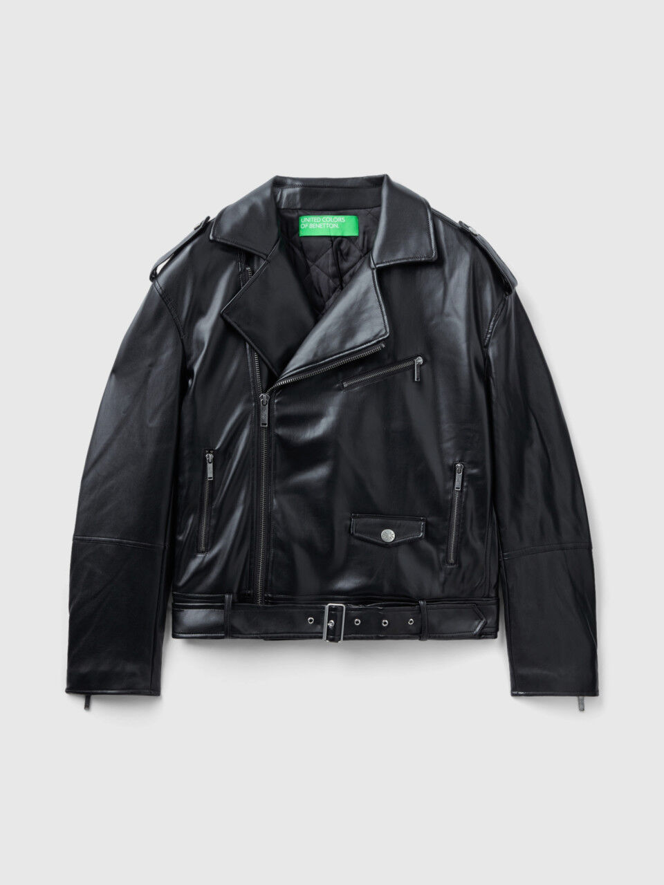 Biker jacket in imitation leather Black Benetton