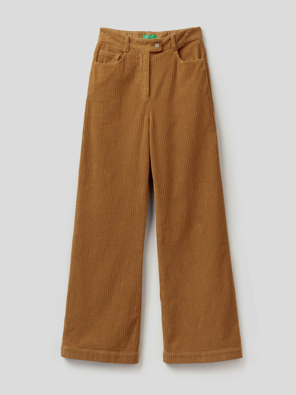 High-waisted velvet trousers - Camel