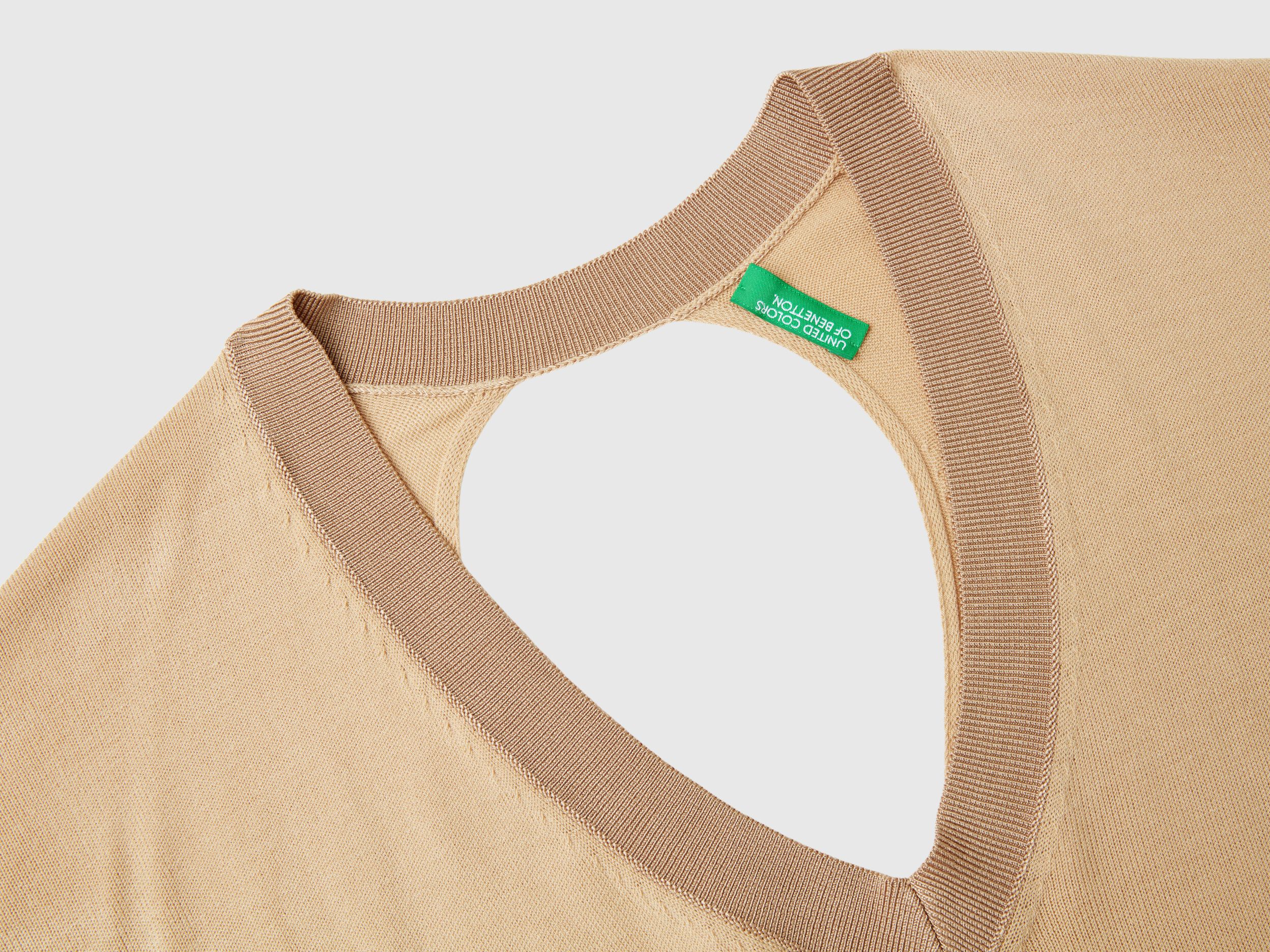 OPEN-BACK RIBBED-KNIT TOP - KHAKI