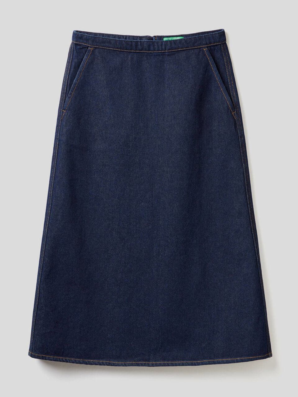 Falda midi en denim de 100 % algodón image number null