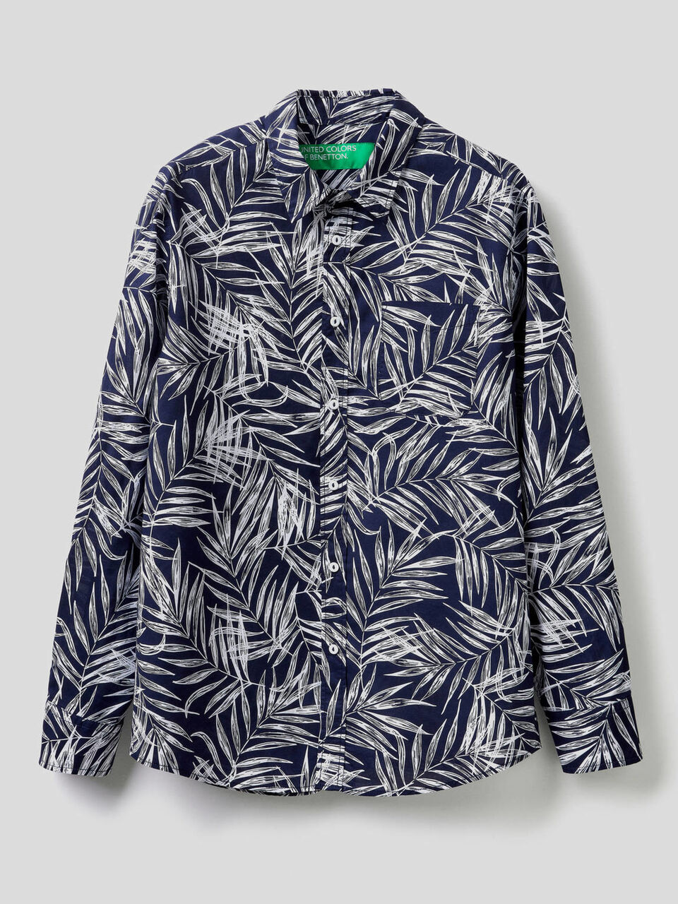 100% cotton shirt with botanical print image number 1