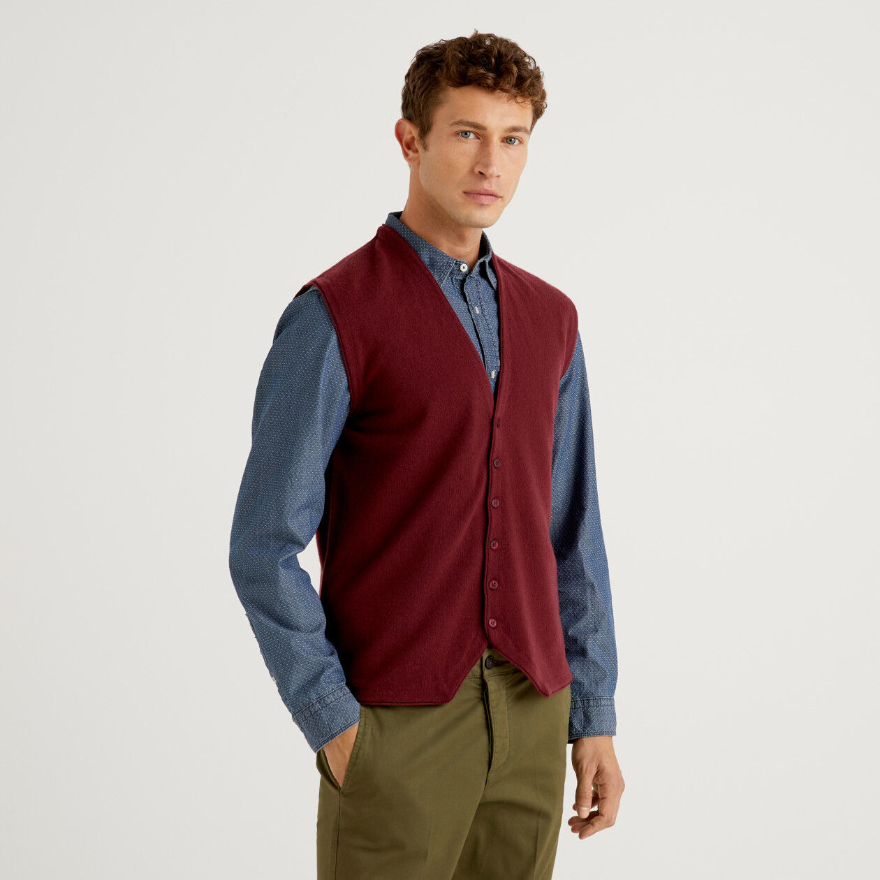 Burgundy wool top waistcoat