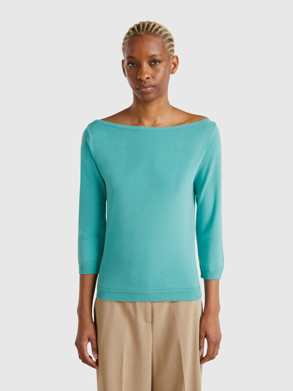 Jersey de 100 % algodón con escote barco Mujer