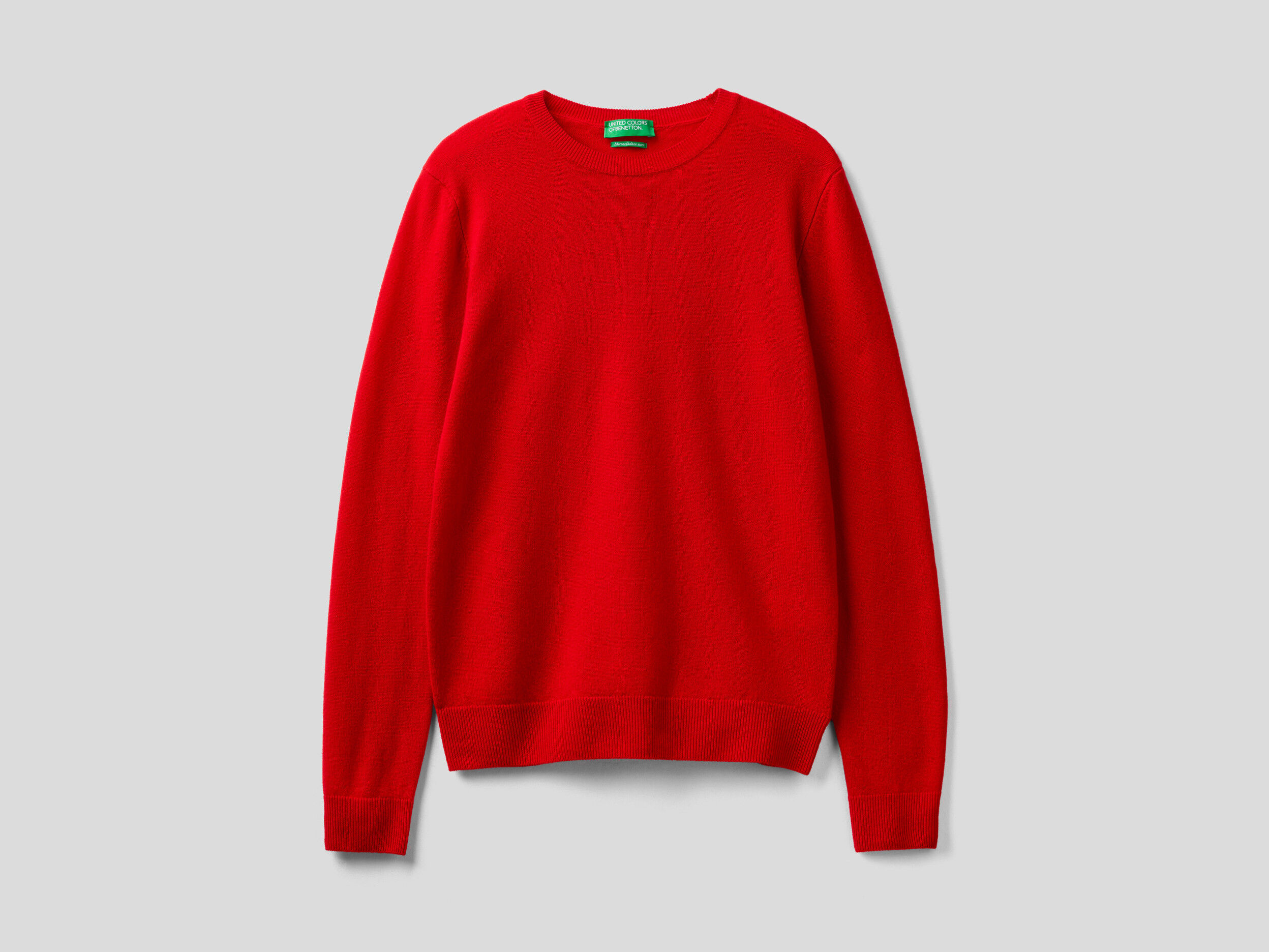Red crew neck sweater in Merino wool Red Benetton