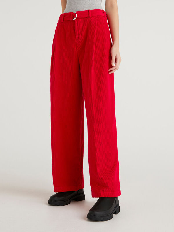 New York - Pantalones de pana elásticos para mujer, color rojo, 24, Borgoña