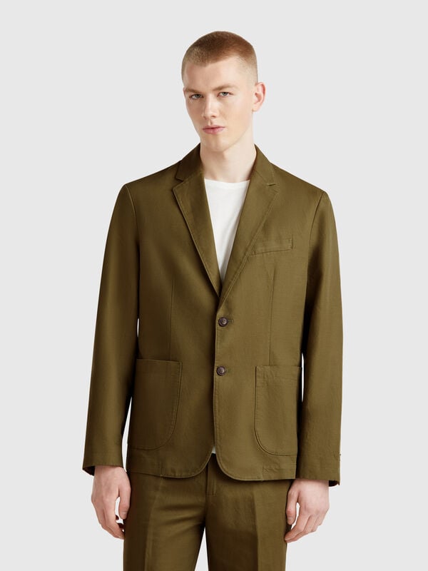Slim fit blazer in linen blend Men