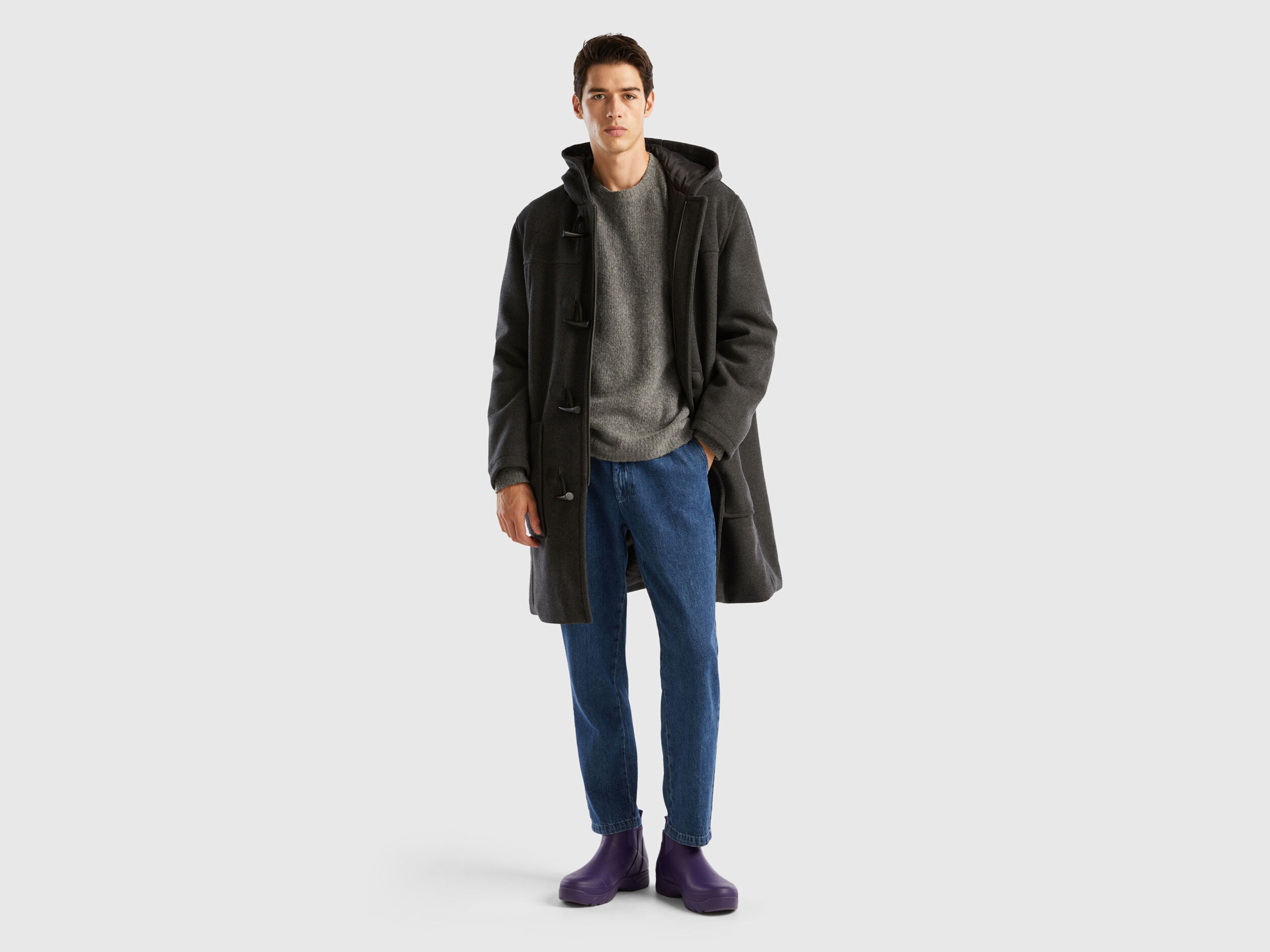 Black wool duffle coat online