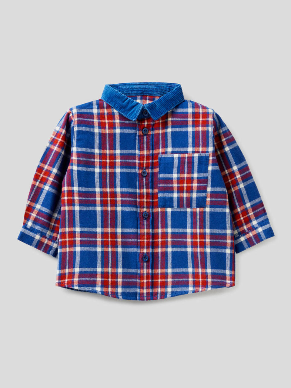 Flannel shirt with velvet inserts image number 1