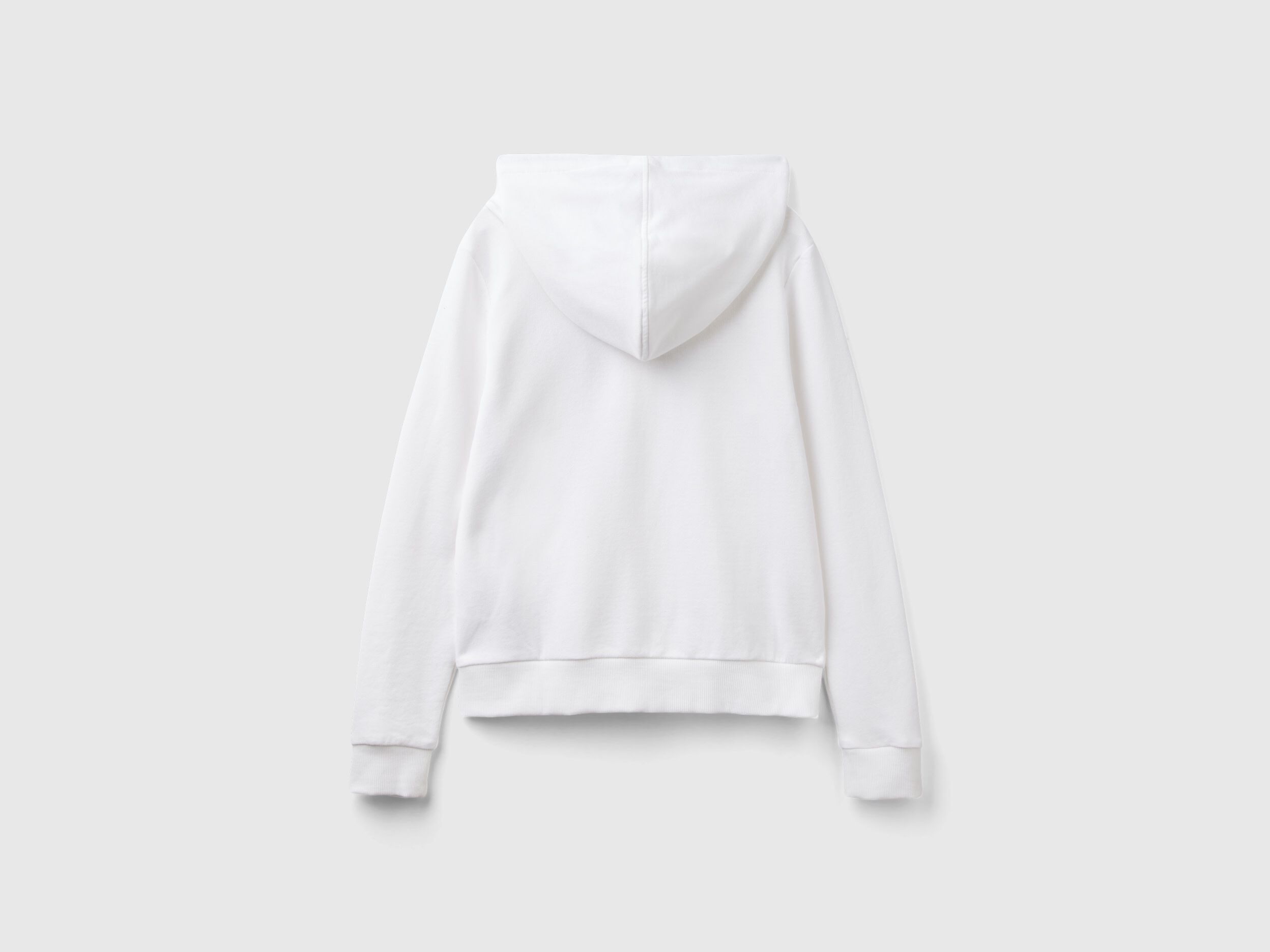 100 cotton sweatshirt with zip and hood White Benetton
