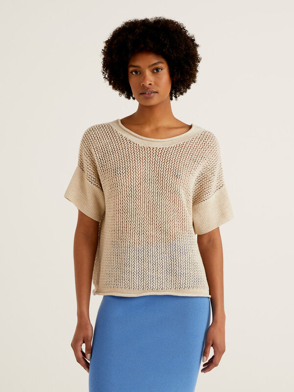 Boxy fit sweater in linen blend Women