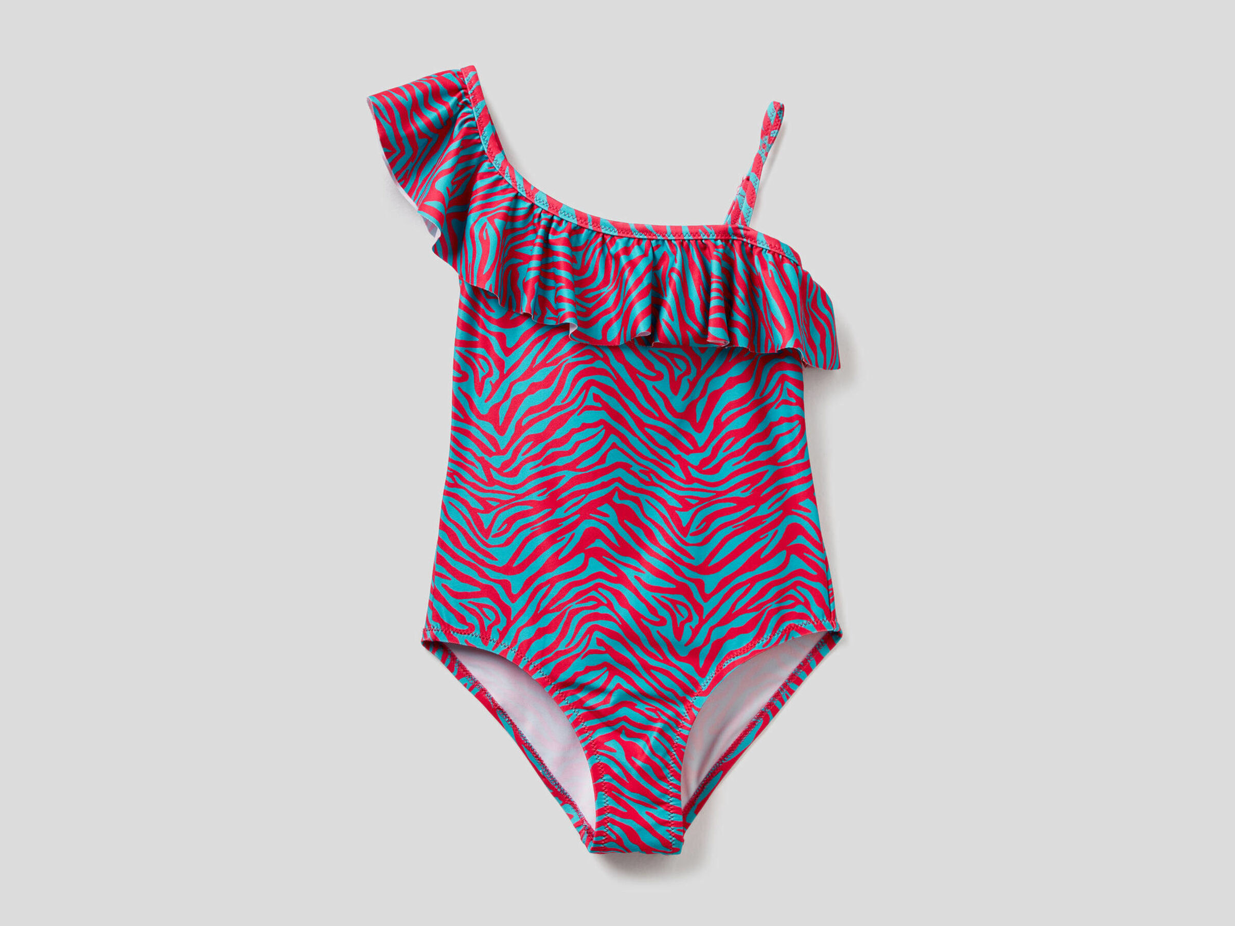 One-piece patterned swimsuit with frill image number null