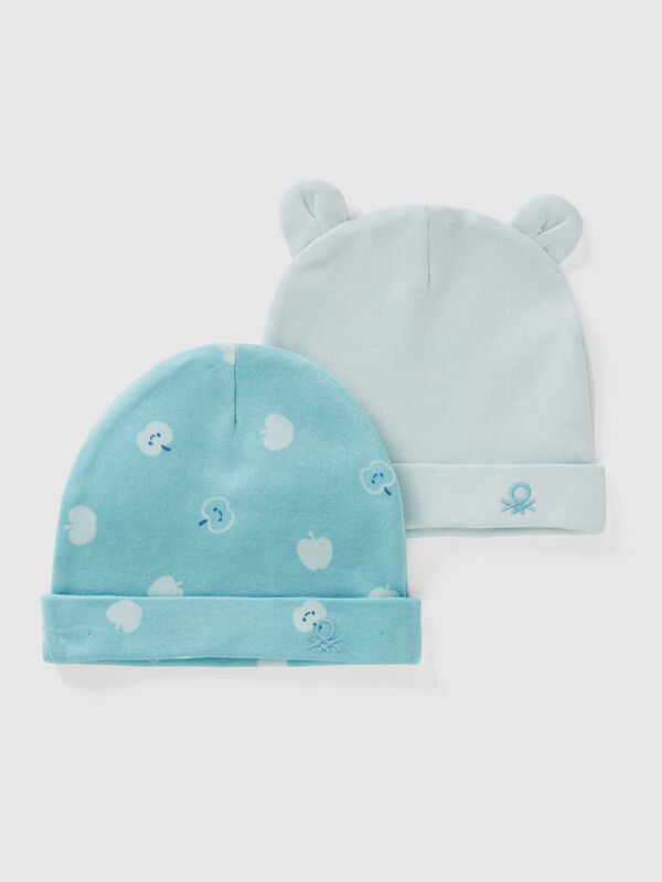 Two caps in organic cotton New Born (0-18 months)