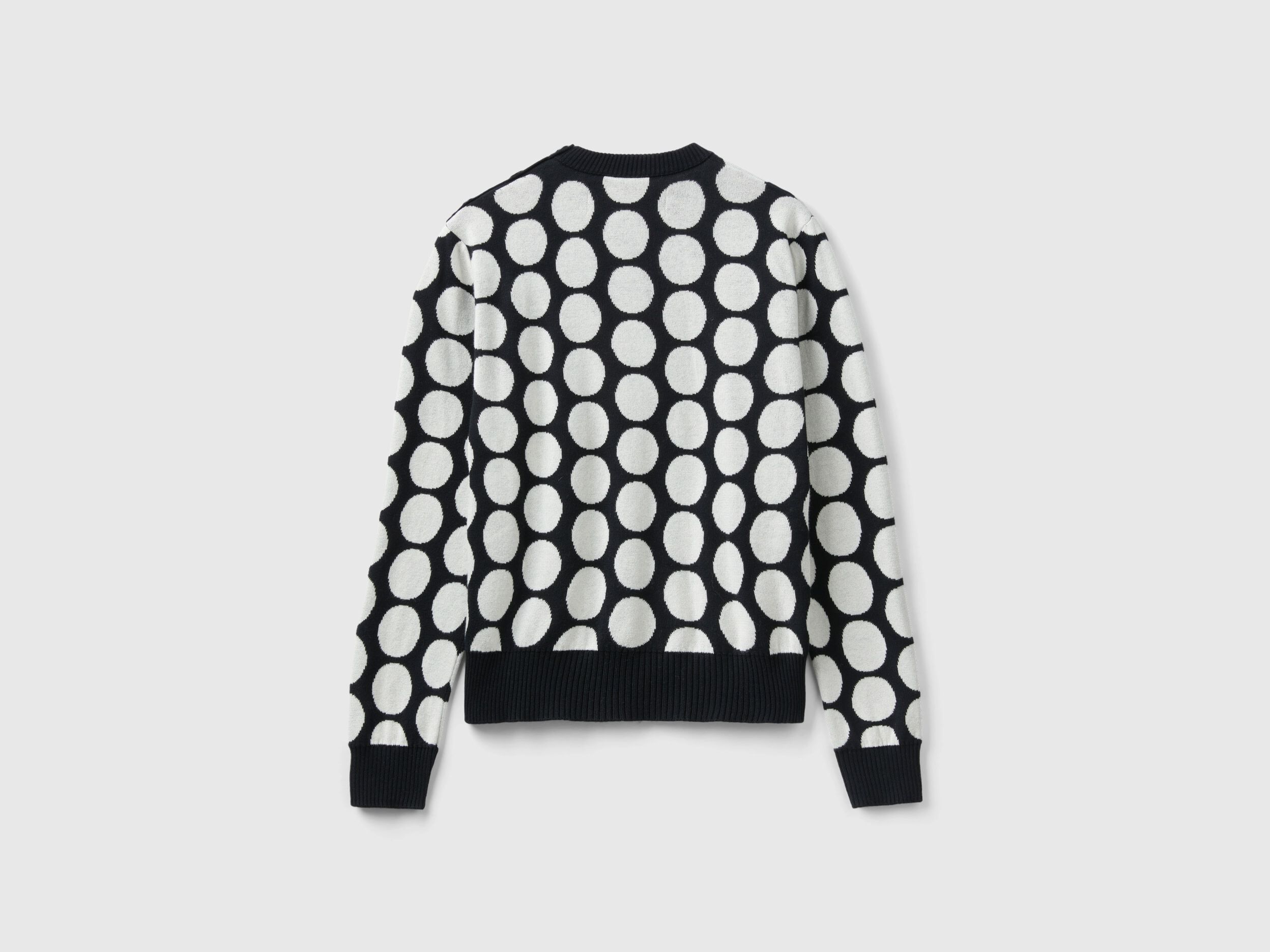 Polka dot sweater in tricot cotton Black Benetton