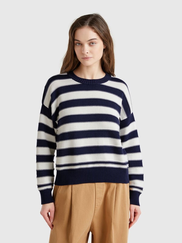 Striped sweater in tricot cotton Women