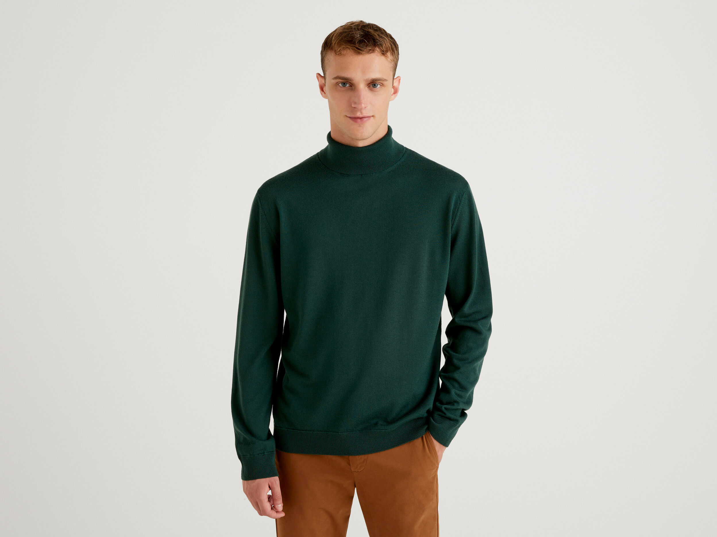 Turtleneck in pure virgin wool Dark Gray Benetton