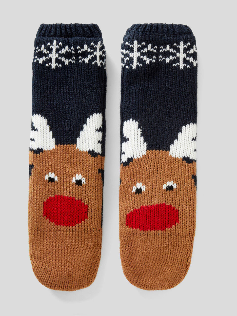 Knit reindeer socks