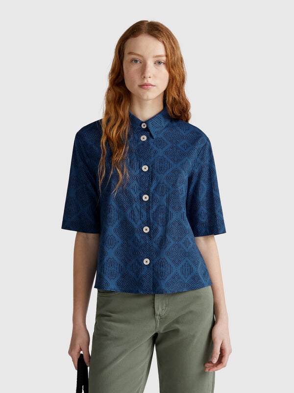 Camisa estampada de algodón ligero Mujer