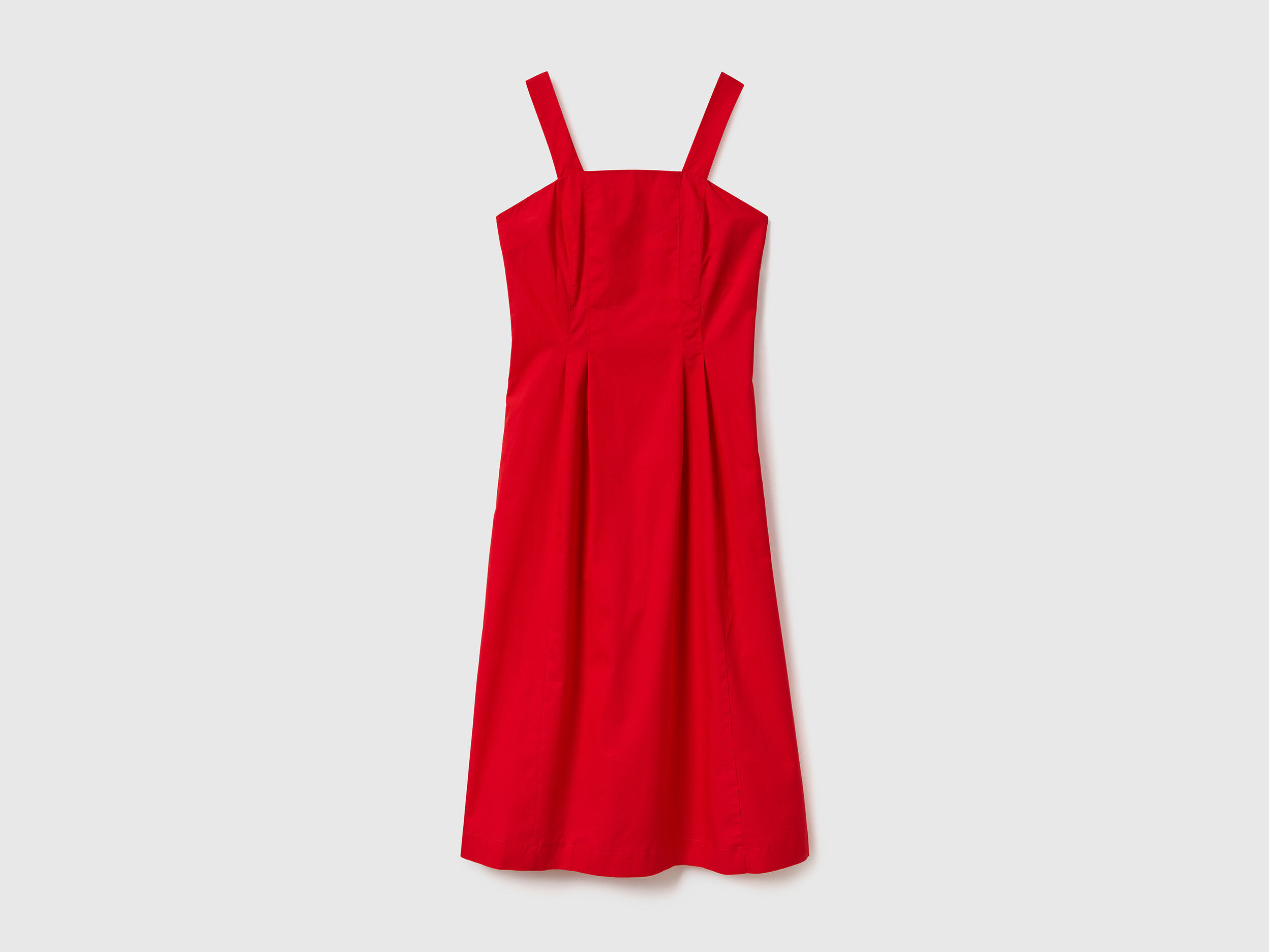 Midi dress in lightweight cotton Red Benetton
