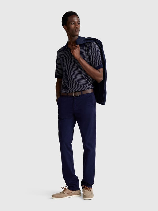 Dark blue slim fit chinos Men