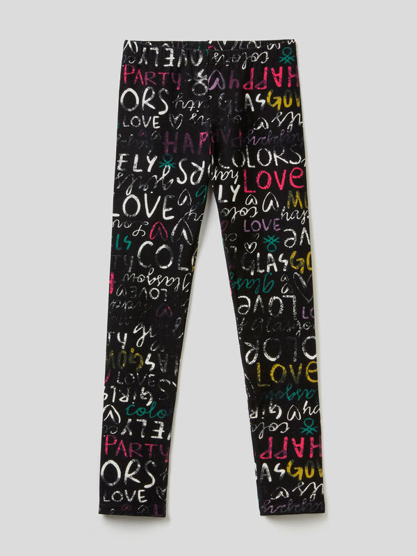Patterned leggings in warm stretch cotton Junior Girl