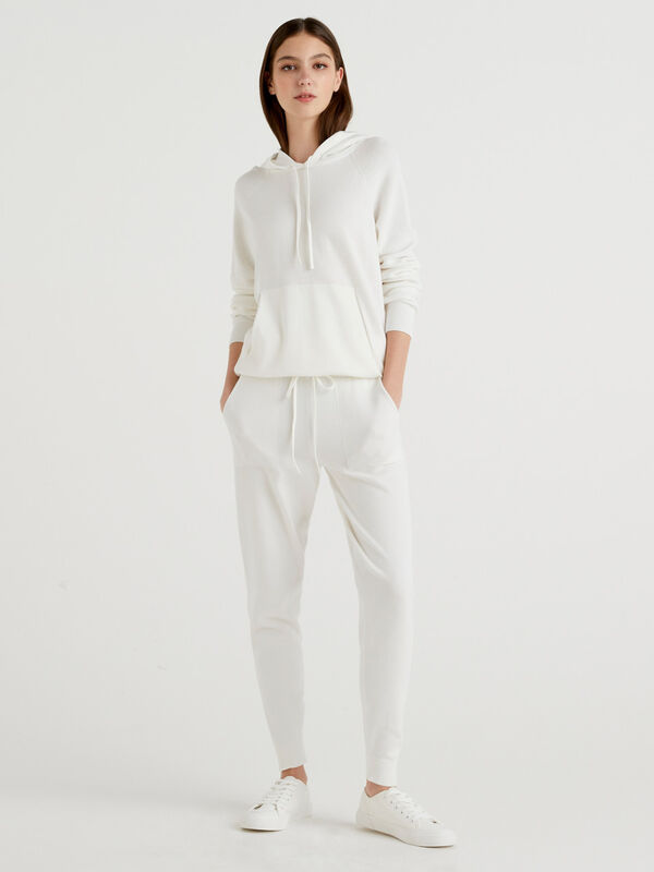 Trousers with drawstring in cotton tricot Women