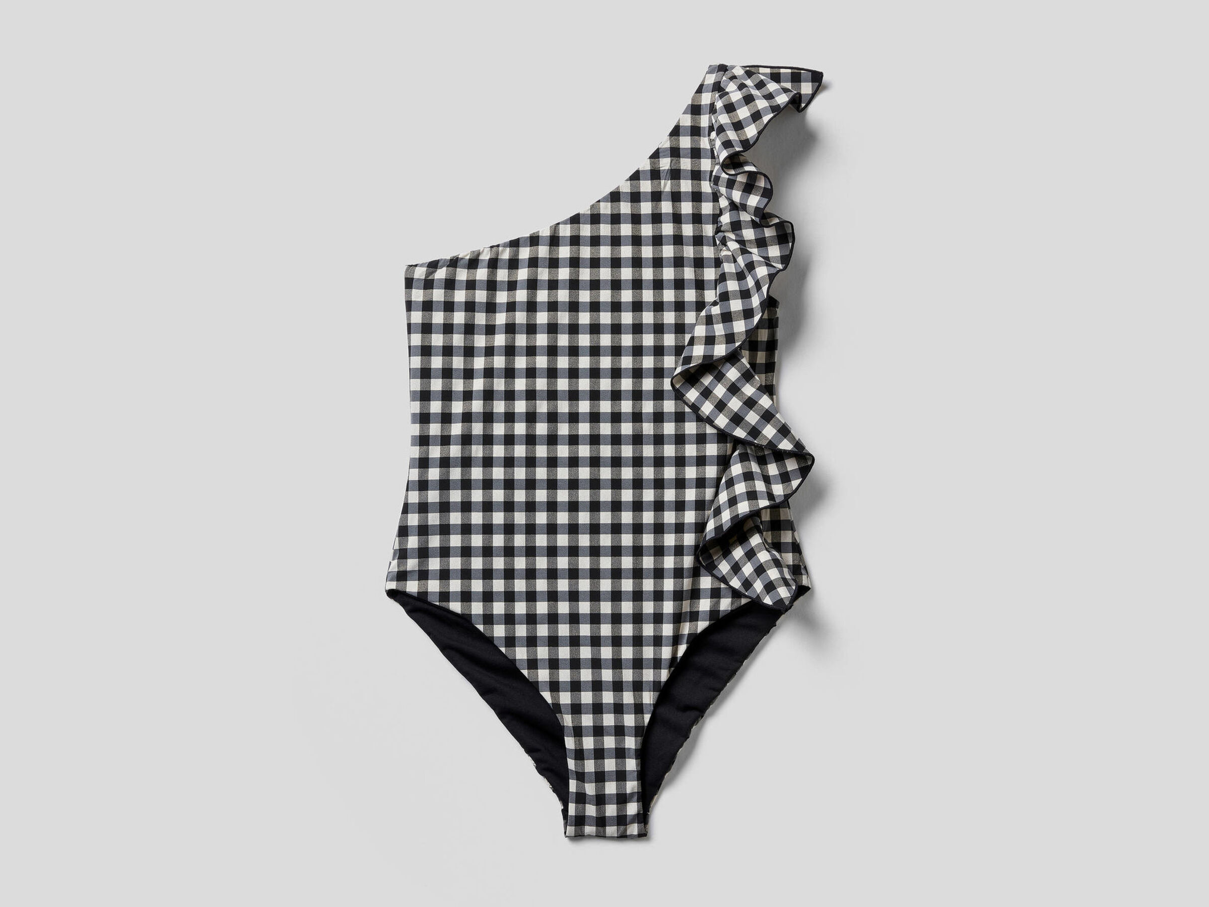 one piece one shoulder vichy swimsuit