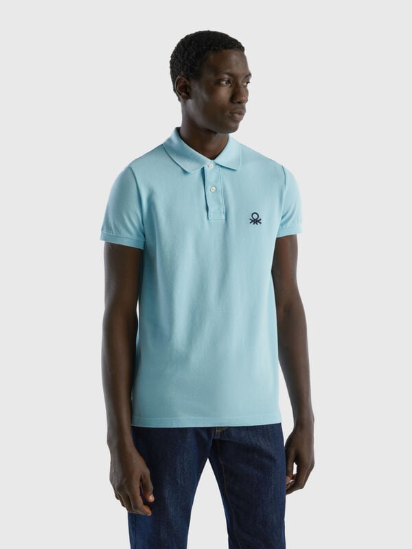 Turquoise slim fit polo Men